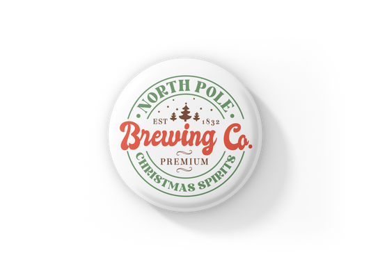 North Pole Brewing Co Pin Back Button, Magnet