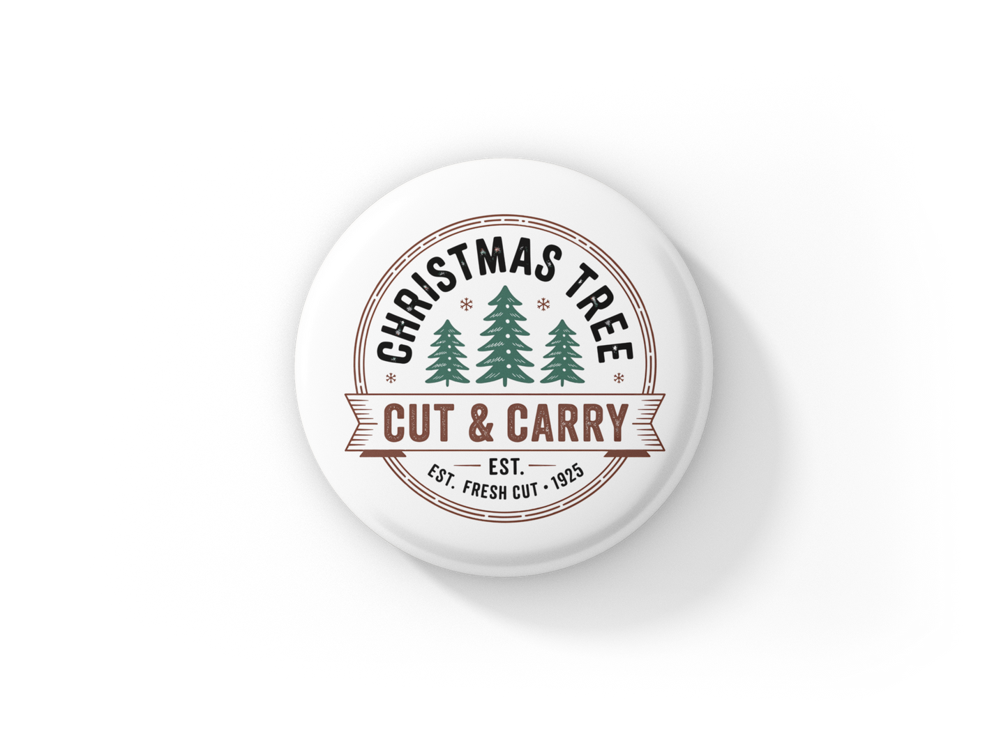 Christmas Tree Farm Pin Pin Back Button, Magnet