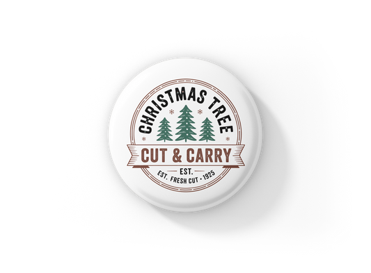 Christmas Tree Farm Pin Pin Back Button, Magnet