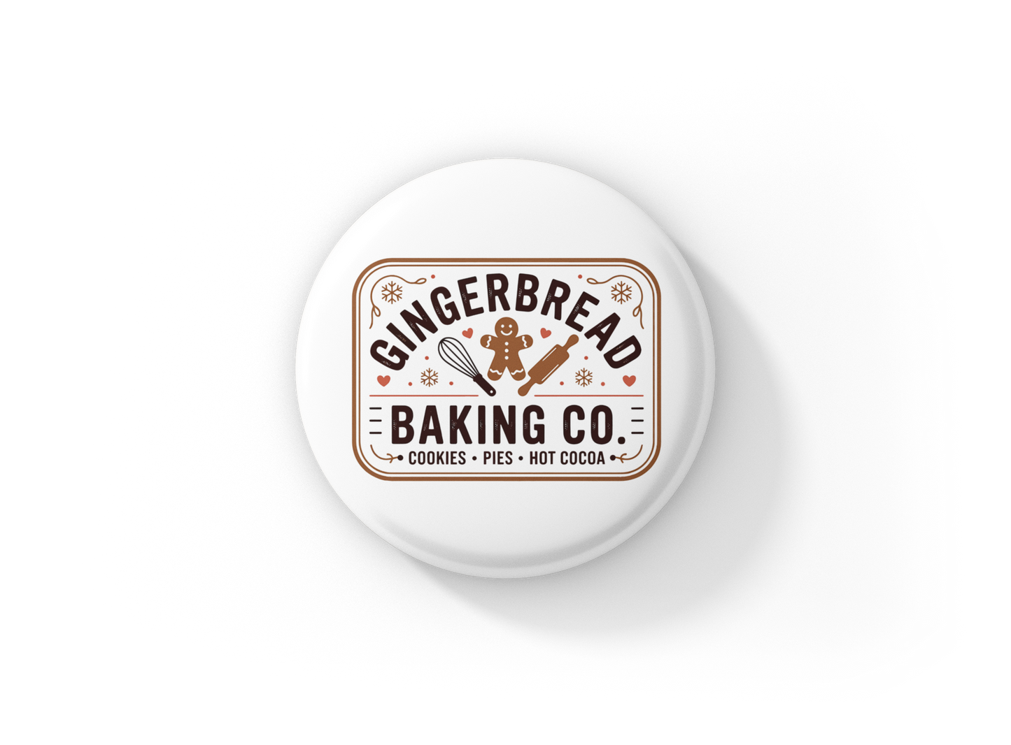 Gingerbread Baking Co Pin Back Button, Magnet