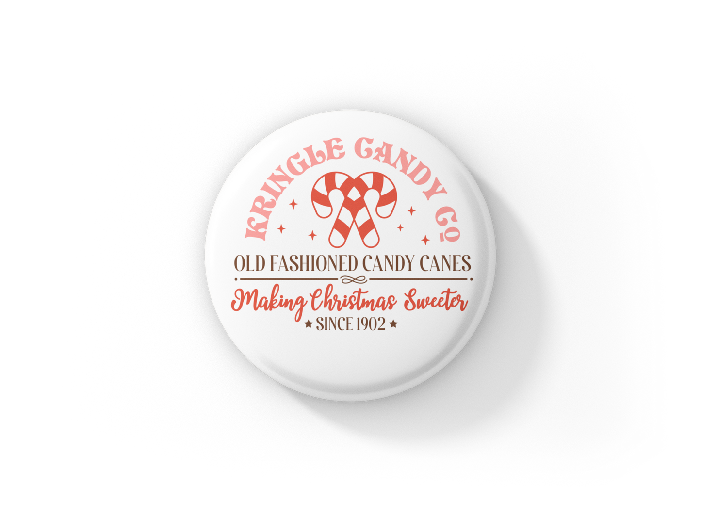 Kringle Candy Co Pin Back Button, Magnet
