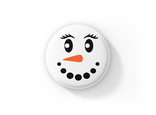 Snowman Face 3 Pin Back Button, Magnet