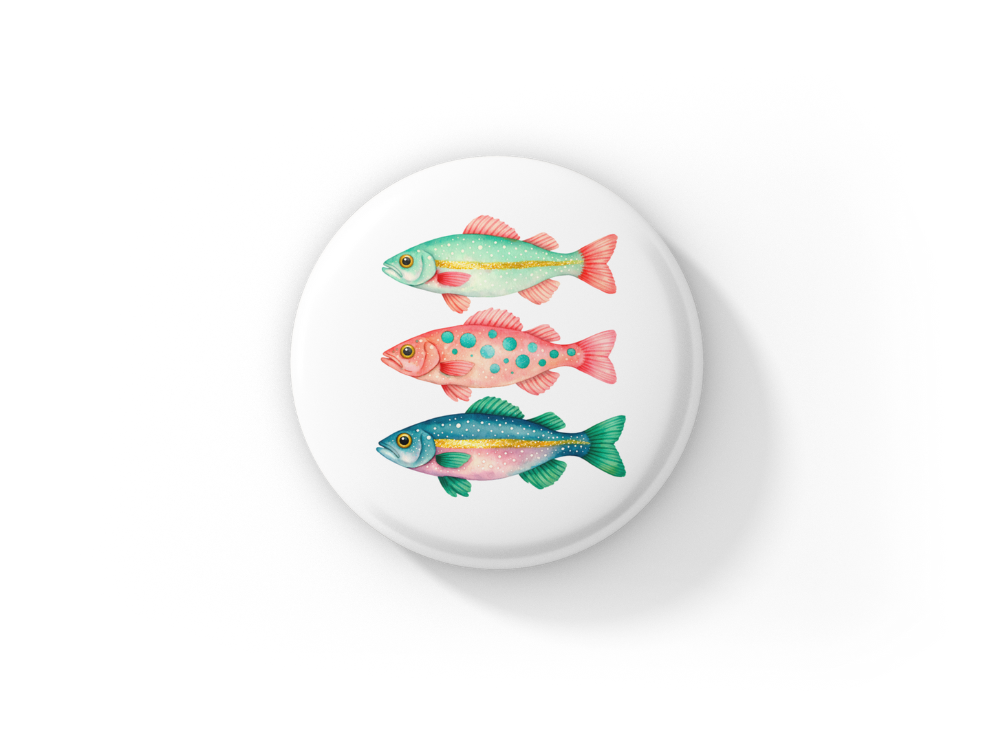 Fish Pastel Pin Back Button, Magnet