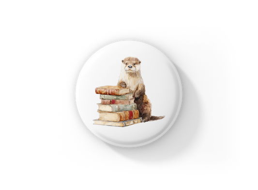 Otter Book 1 Pin Back Button, Magnet
