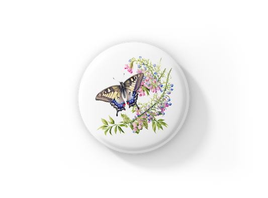 Butterfly Moth Pin Back Button, Magnet, Keychain