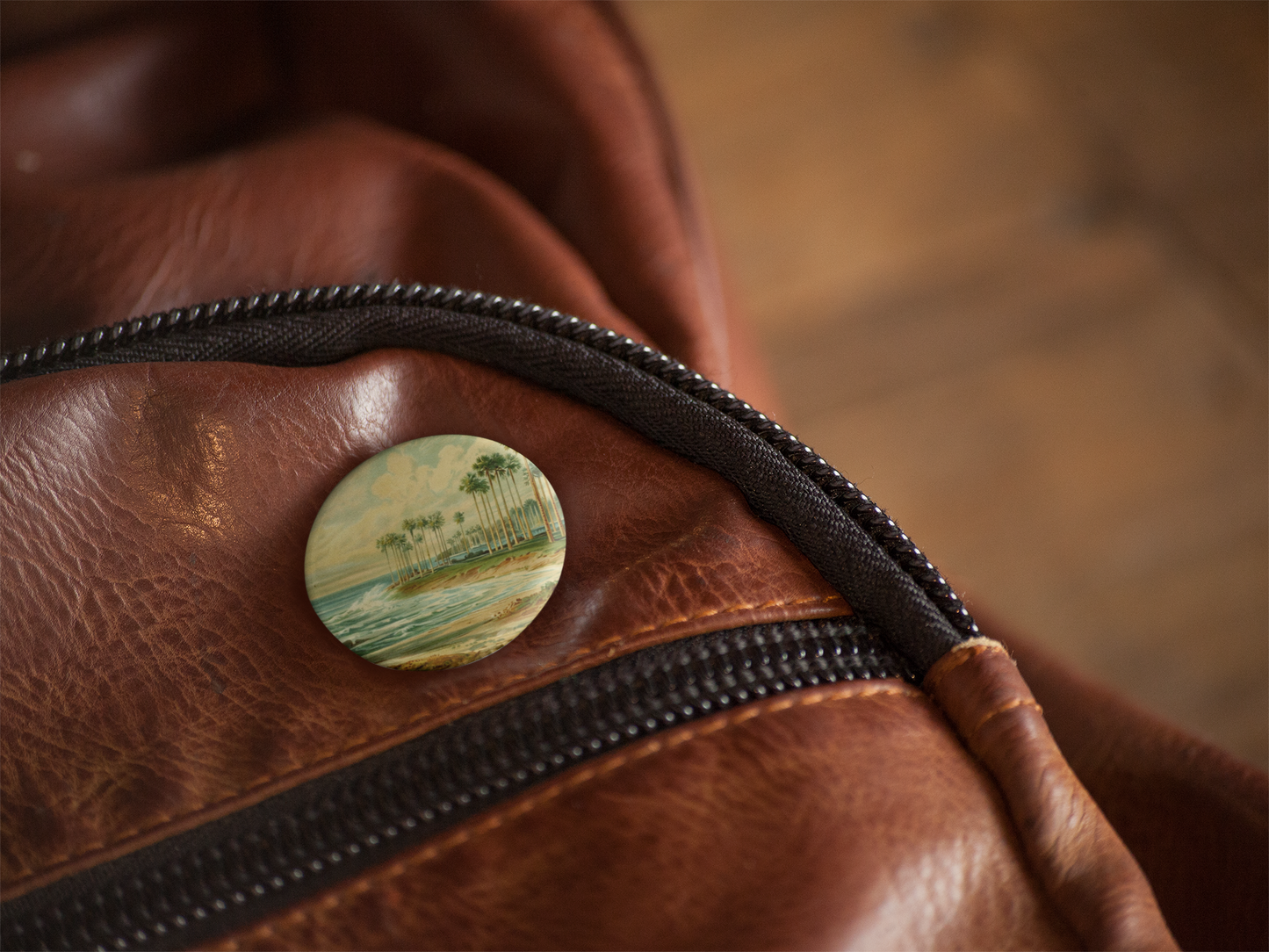 Beach Landscape Pin Back Button, Magnet, Keychain