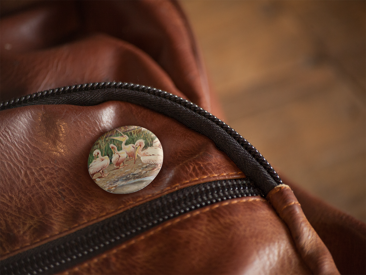 Pink Pelican Pin Back Button, Magnet, Keychain