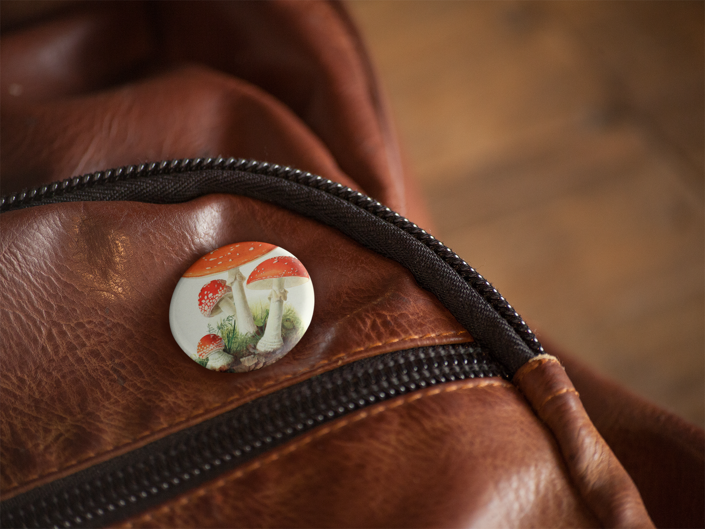 Mushroom Pin Back Button, Magnet, Keychain