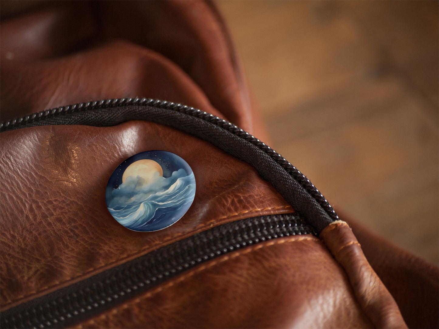 Ocean Moon Pin Back Button, Magnet, Keychain