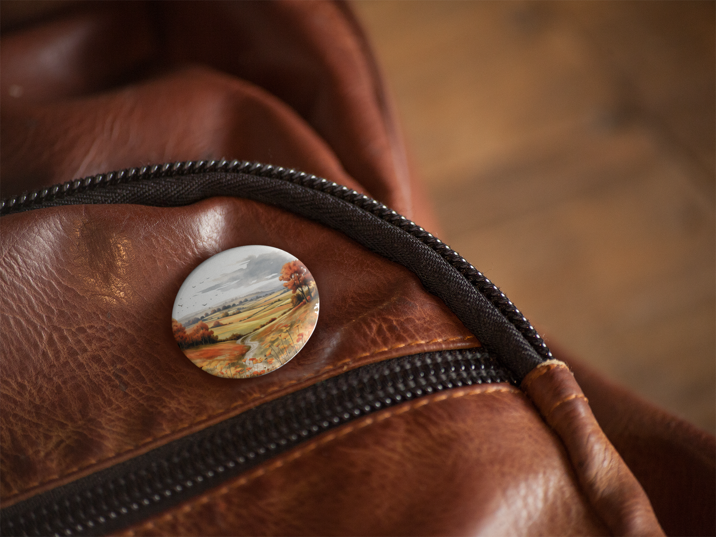 Autumn Fields Pin Back Button, Magnet, Keychain